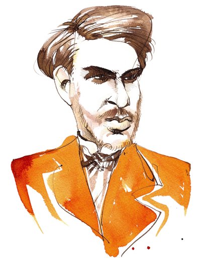 Sergei Taneyev, Russian composer (1856-1915); caricatured as a young man by Neale Osborne